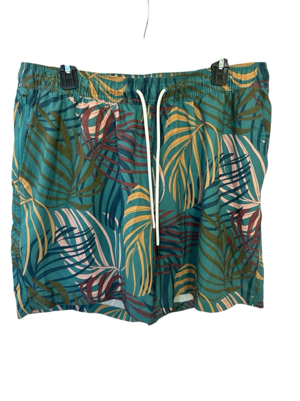 Goodfellow & Co Teal Tropical Leaf Print Swim Trunks
